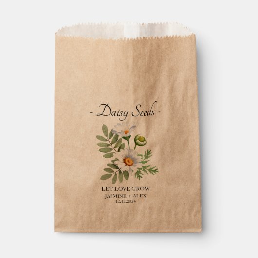 Laat liefde groeien Daisy Seeds Wedding Favor Bag Bedankzakje (Voorkant)