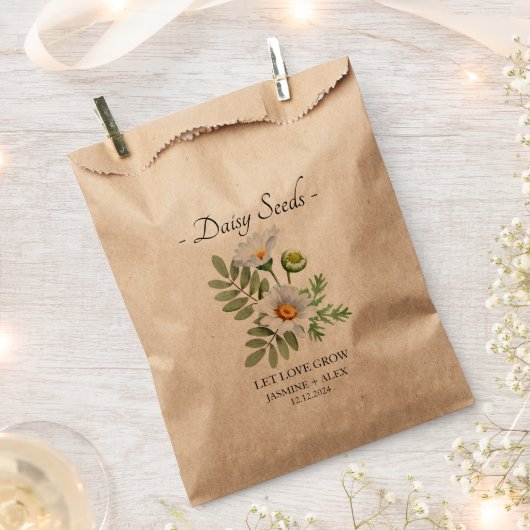 Laat liefde groeien Daisy Seeds Wedding Favor Bag Bedankzakje (Geknipt)