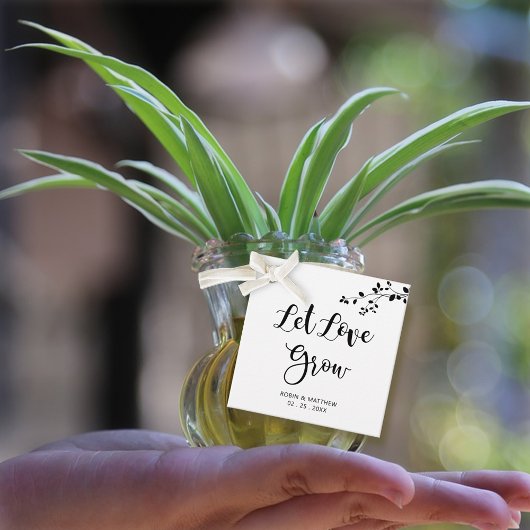 Laat liefde groeien, elegant modern rustiek bedankjes labels