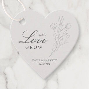 Laat Liefde Groeien Elegante Bloemige Grijze Bruil Bedankjes Labels