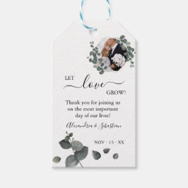 Laat liefde groeien Eucalyptus groen bruiloft guns Cadeaulabel