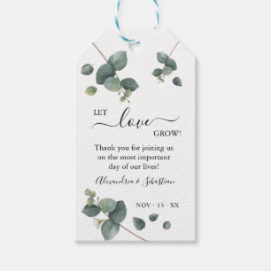 Laat liefde groeien Eucalyptus groen bruiloft guns Cadeaulabel