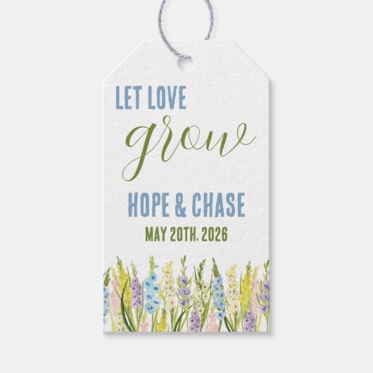 Laat Liefde Groeien, Gepersonaliseerde Gladiolus F Cadeaulabel (Voorkant)