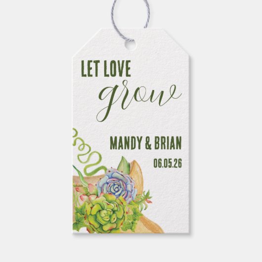 Laat liefde groeien, gepersonaliseerde sappige gun cadeaulabel (Voorkant)