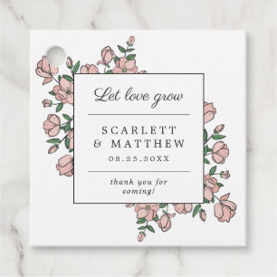Laat liefde groeien Hand getrokken bloemen bruilof Bedankjes Labels