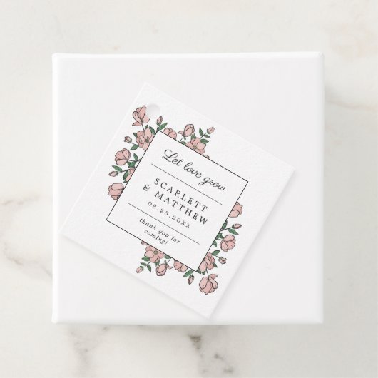 Laat liefde groeien Hand getrokken bloemen bruilof Bedankjes Labels (In situ)