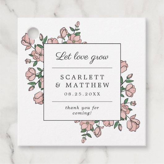 Laat liefde groeien Hand getrokken bloemen bruilof Bedankjes Labels (Voorkant)