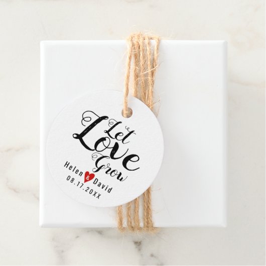 Laat liefde groeien kalligrafie rood hart bruiloft bedankjes labels (In situ)