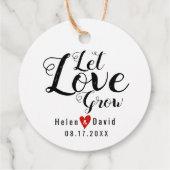 Laat liefde groeien kalligrafie rood hart bruiloft bedankjes labels (Achterkant)