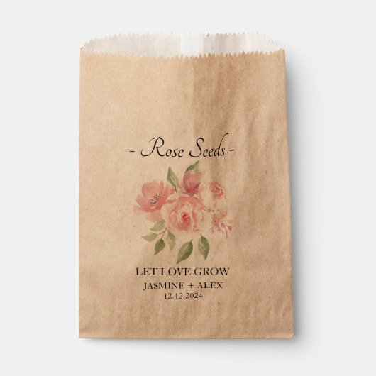 Laat liefde groeien l Roos Seeds Wedding Favor Bag Bedankzakje (Voorkant)
