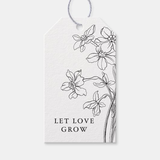 Laat liefde groeien Labels, moderne bloemenbruilof Cadeaulabel (Voorkant)