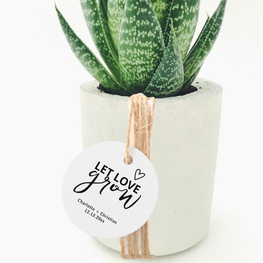 Laat liefde groeien minimalistische bruiloft bedankjes labels