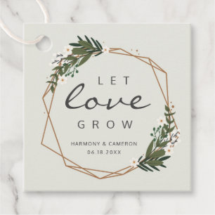 Laat Liefde Groeien Modern Geometrisch Gouden Fram Bedankjes Labels