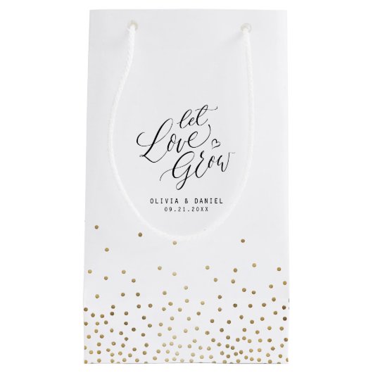 "Laat liefde groeien" moderne kalligrafie huwelijk Klein Cadeauzakje (Voorkant)