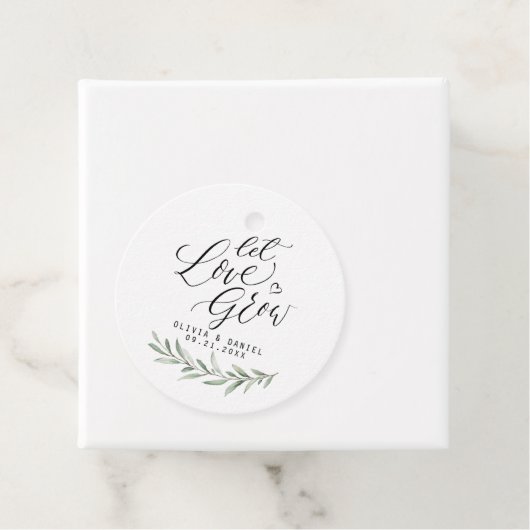 "Laat liefde groeien" moderne kalligrafie rustiek  Bedankjes Labels (In situ)