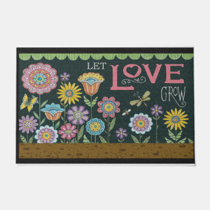 Laat liefde groeien ontwerp, mooie bloem deurmat