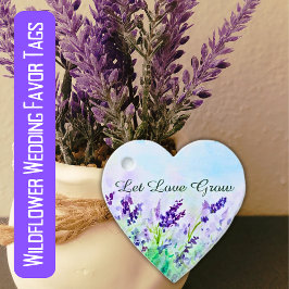 Laat liefde groeien Paarse Waterverf Wildflower br Bedankjes Labels