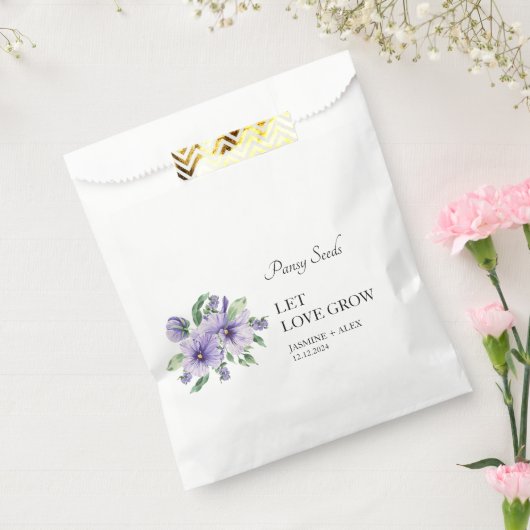 Laat liefde groeien Pansy Seed bruiloft Bedankzakje (Gezegeld)