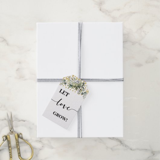 Laat liefde groeien Plant Gift Eucalyptus Gold Fav Cadeaulabel (Met Touw)