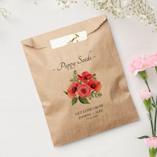 Laat liefde groeien Poppy Seeds Wedding Favor Bag Bedankzakje (Gezegeld)