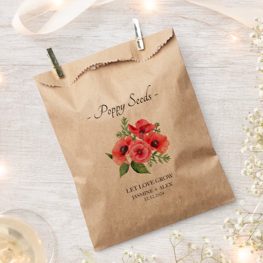 Laat liefde groeien Poppy Seeds Wedding Favor Bag Bedankzakje (Geknipt)