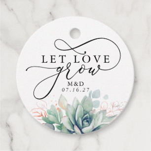 Laat liefde groeien Roos Goud Groen Elegant Bruilo Bedankjes Labels