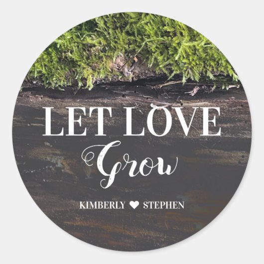 Laat liefde groeien rustieke bruiloft ronde sticker (Voorkant)