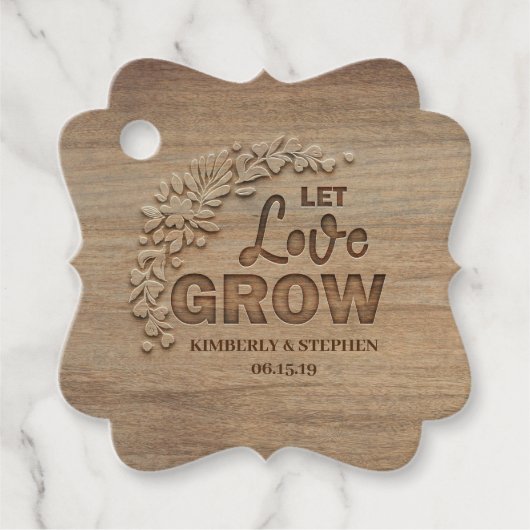 Laat liefde groeien rustieke houten bruiloft bedankjes labels (Voorkant)
