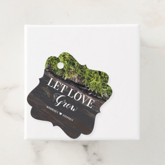 Laat liefde groeien rustieke Woodland bruiloft Bedankjes Labels (In situ)