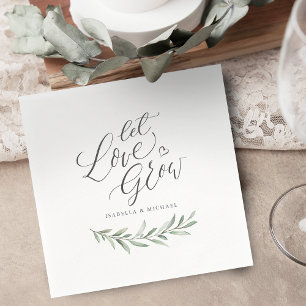 "Laat liefde groeien" script landelijke groene bru Servet