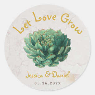 Laat Liefde Groeien Succulente Planten als Bruidsf Ronde Sticker