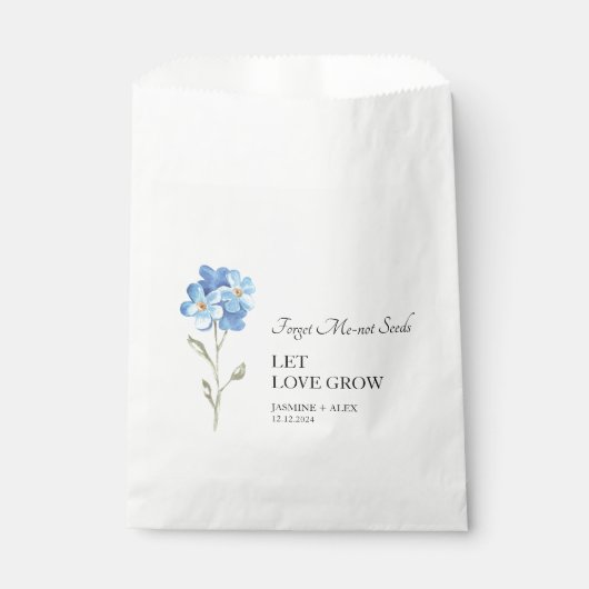 Laat liefde groeien Vergeet me niet zaad bruiloft Bedankzakje (Voorkant)