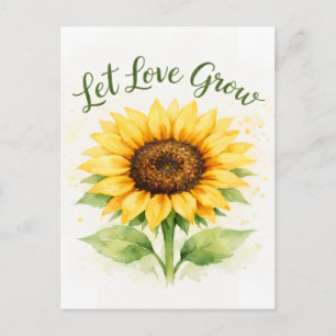 Laat Liefde Groeien – Waterverf Zonnebloem Briefkaart