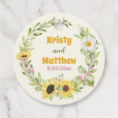 Laat Liefde Groeien Wilde Bloem Zonnebloem Trouwfe Bedankjes Labels (Achterkant)