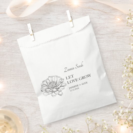 Laat liefde groeien Zinnia Seed Wedding Favor Bag Bedankzakje (Geknipt)