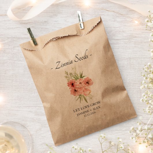 Laat liefde groeien Zinnia zaden bruiloft gunst ta Bedankzakje (Geknipt)
