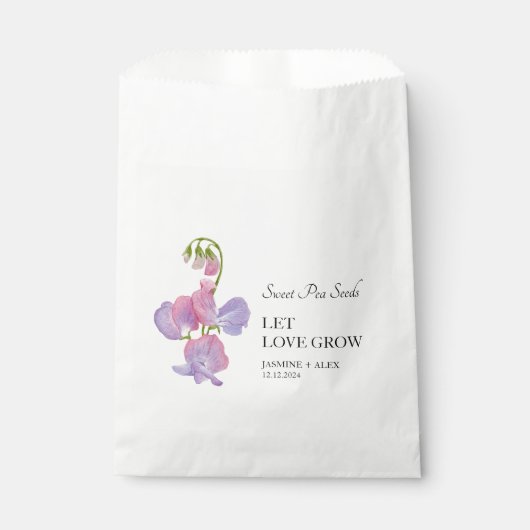 Laat liefde groeien zoete erwtenzaad bruiloft bedankzakje (Voorkant)
