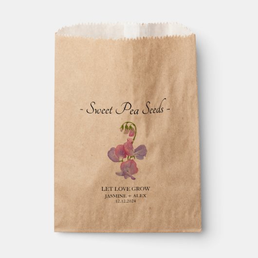 Laat liefde groeien zoete erwtenzaden bruiloft bedankzakje (Voorkant)