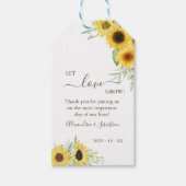 Laat liefde groeien Zonnebloem groen bruiloft Cadeaulabel (Voorkant)