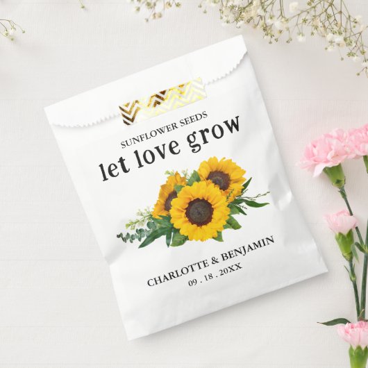 Laat liefde groeien Zonnebloempitten Bruiloft Bedankzakje (Gezegeld)