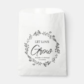 Laat liefde groeien Zwart & wit Botanische bruilof Bedankzakje (Voorkant)