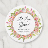 Laat Liefde Grow Pink Floral en Sage Vrijgezellenf Bedankjes Labels (Voorkant)