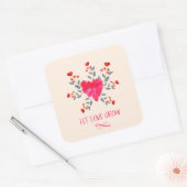 Laat liefde romantische Waterverf harten groeien Vierkante Sticker (Envelop)