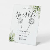 Laat Liefde Schitteren Bloemrijke Groene Huwelijks Reclamebord Met Voetstuk (Voorkant)