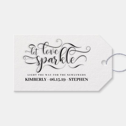 Laat liefde schitteren Elegant Script bruiloft Cadeaulabel (Voorkant (Horizontaal))