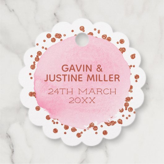 Laat Liefde Sparkle Roze Rose Goud Confetti Bruilo Bedankjes Labels (Achterkant)