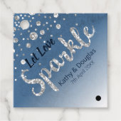 Laat Liefde Sparkle Stars Op Blauwe Waterverf Brui Bedankjes Labels (Voorkant)
