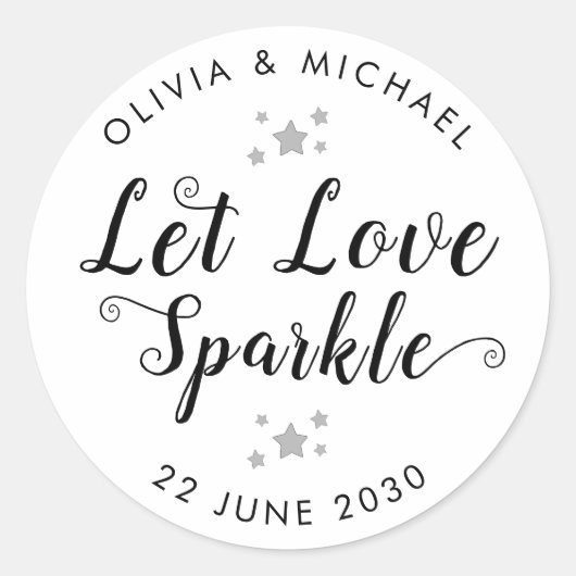 Laat Liefde Sparkle Stuur Van Bruiloft Sparkler Fa Ronde Sticker (Voorkant)