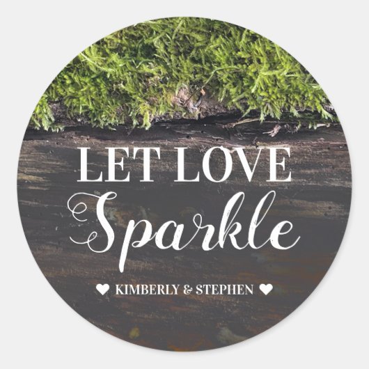 Laat liefde Sparkle Woodland rustieke stijl bruilo Ronde Sticker (Voorkant)