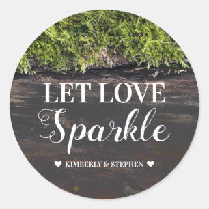 Laat liefde Sparkle Woodland rustieke stijl bruilo Ronde Sticker